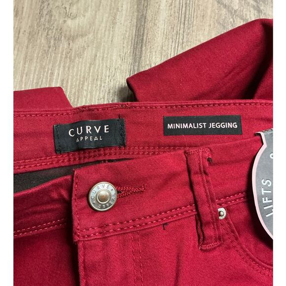 Curve Appeal Mid-Rise Minimalist Denim Jegging Red Women’s Size 10/30 - Picture 3 of 6
